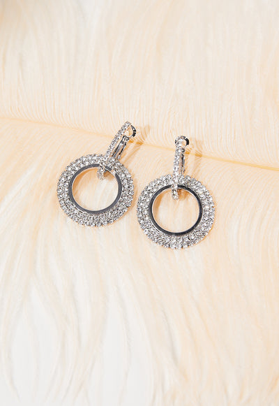 Zilveren Ronde Stainless Strass Oorbellen