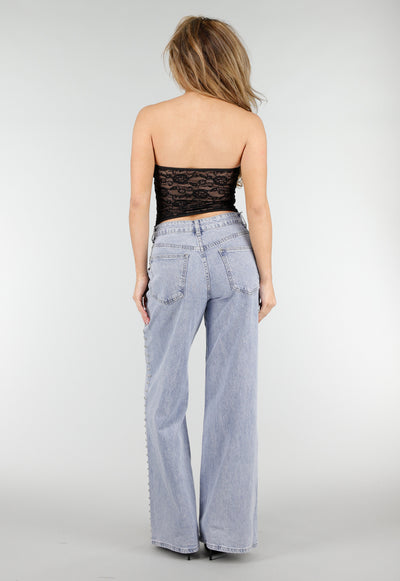 Zwarte Lace Bustier Top met Stretch