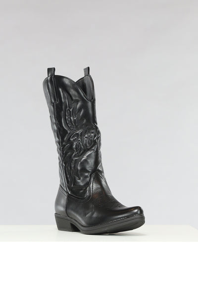 Zwarte Lederlook Cowboylaarzen