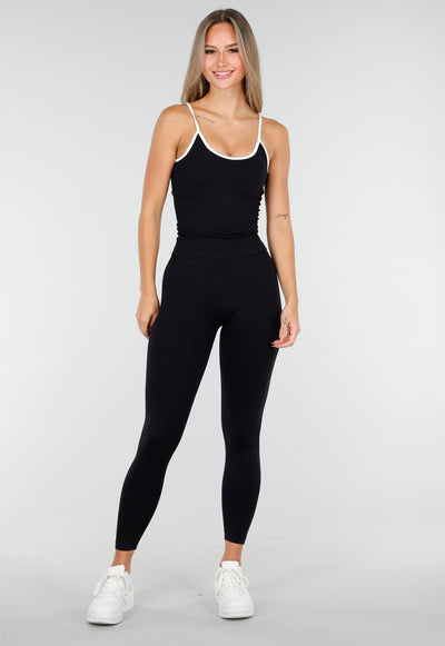 Zwarte Sportlegging met Hoge Taille en Stretch