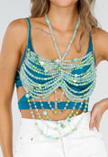 Bodychain met Mintgroene en Turquoise Kralen