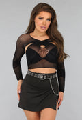 Cropped Fishnet Top met Gekruiste Look