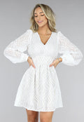 Witte Skaterjurk met Leaf Print
