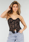Zwarte Lace Bustier Top met Stretch