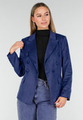 Blauwe Suede Blazer met Dubbele Knopen