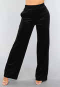 Zwarte Fluwelen Wide Leg Panterprint Broek