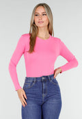 Neon Roze Body met Lange Mouwen en Stretch
