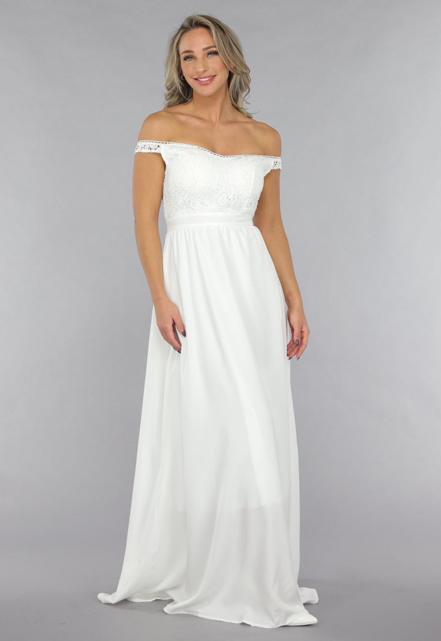 Witte Off Shoulder Bruidsjurk met Pads