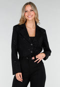 Zwarte Cropped Blazer met Glitters