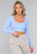Lichtblauwe Padded Longsleeve Sporttop