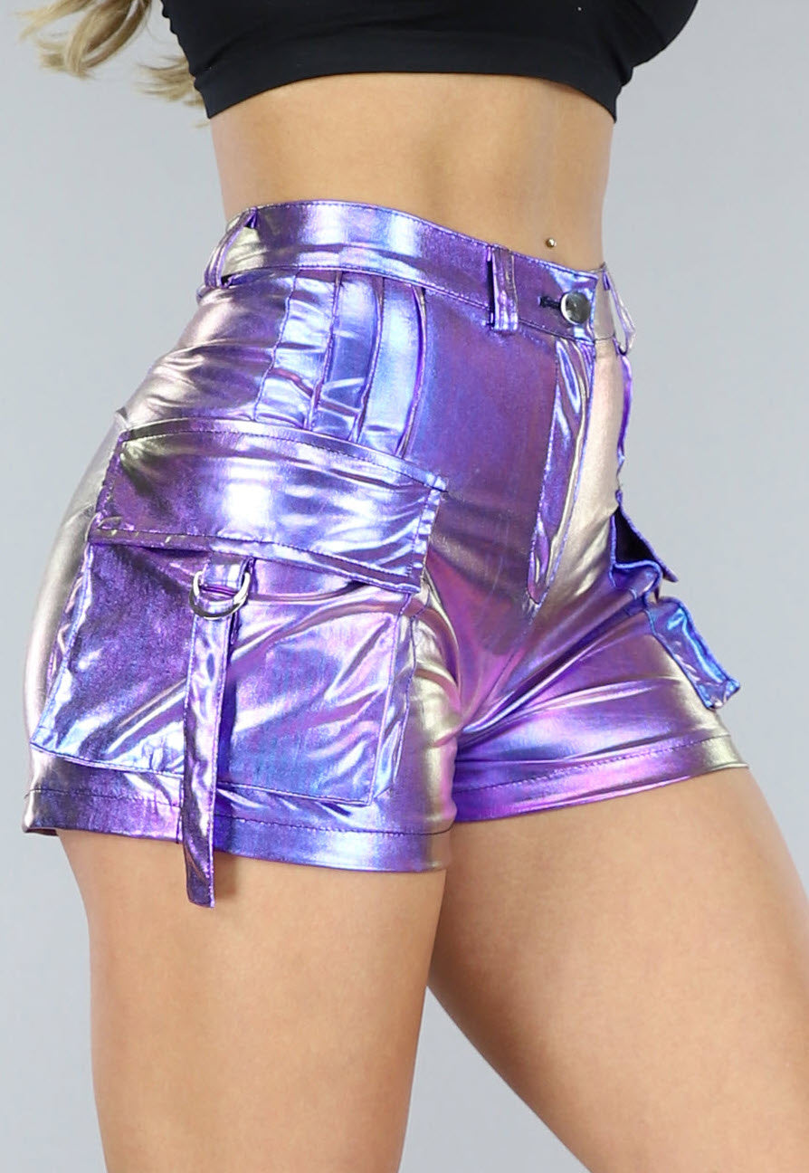 Paarse Holografische Cargo Short