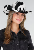 Zwart Witte Cowboyhoed met Koeienprint van Faux Fur