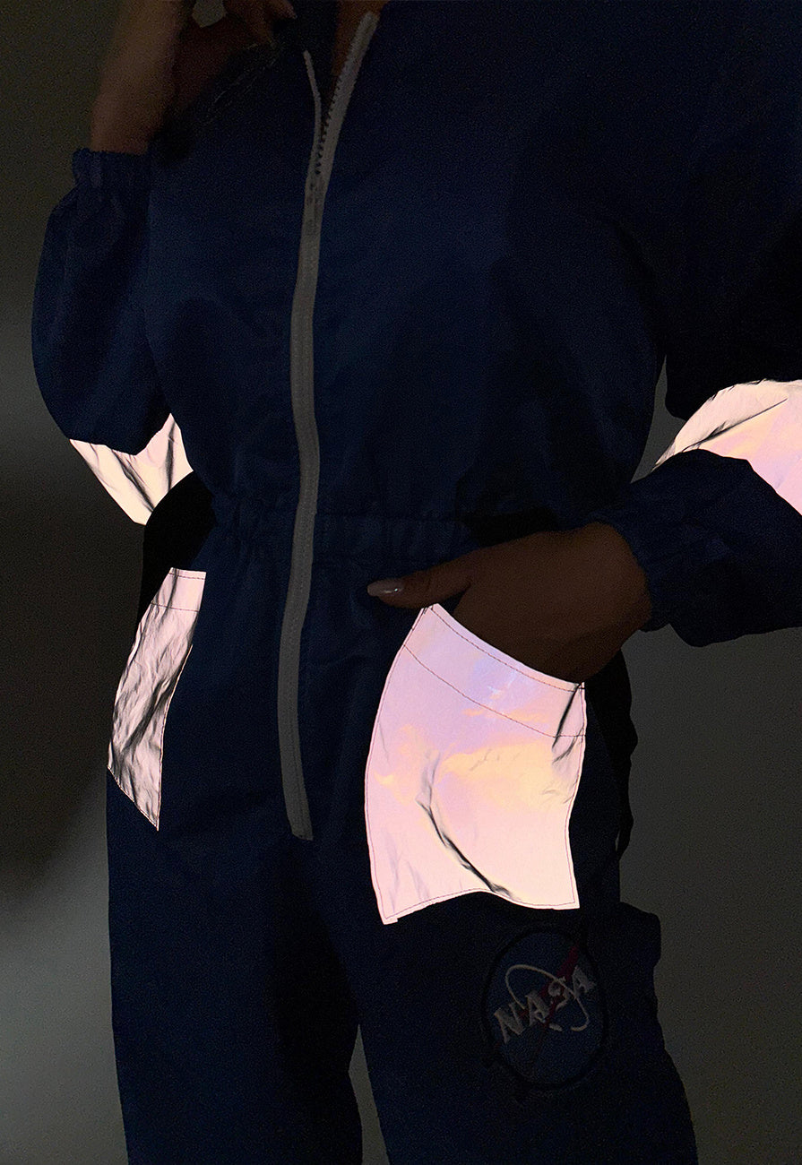 Blauw NASA Astronaut Kostuum met Patches en Reflecterende Strepen