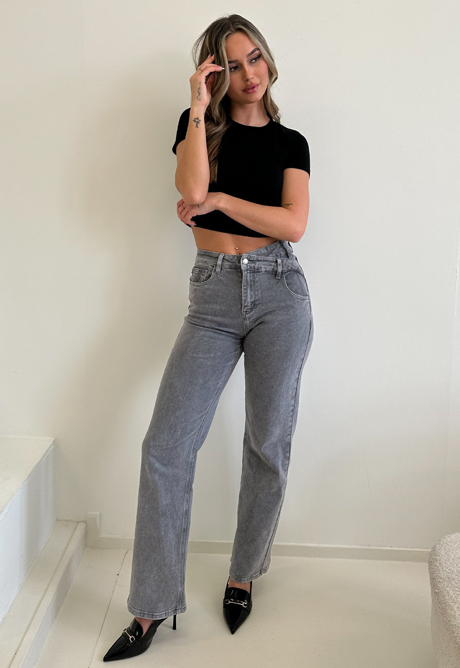 Zwarte Basic Croptop met Dubbele Voering, Stretch en Aansluitende Pasvorm