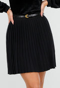 Zwarte Plissé Stretch Rok met Afneembare Riem