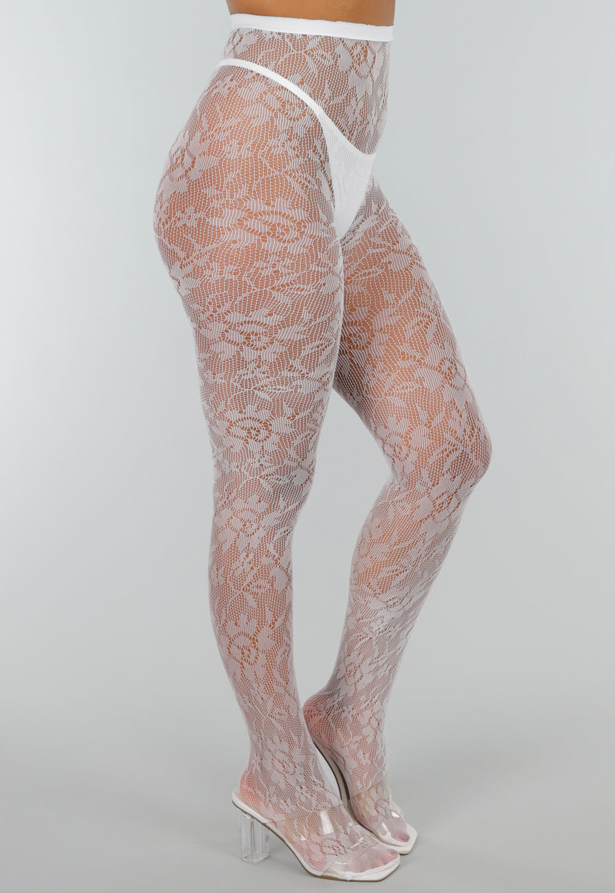 Kanten Glow in the Dark Panty met Bloemenmotief en Blauw Lichtgevend Effect