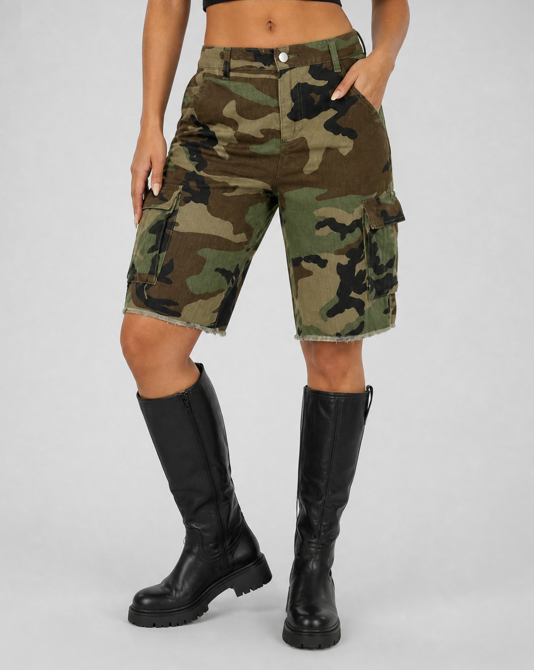 NEW010726 Camouflage Cargo Bermuda Short van Denim met Zakken