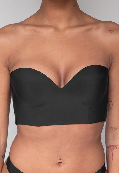 Zwarte Voorgevormde Beugel Push-Up BH met Afneembare Bandjes