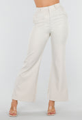 Beige Flared Pantalon met Elastische Tailleband