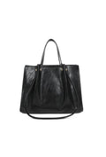 Zwarte Shopper met Dubbele Schouderhengsels en Plooivorming