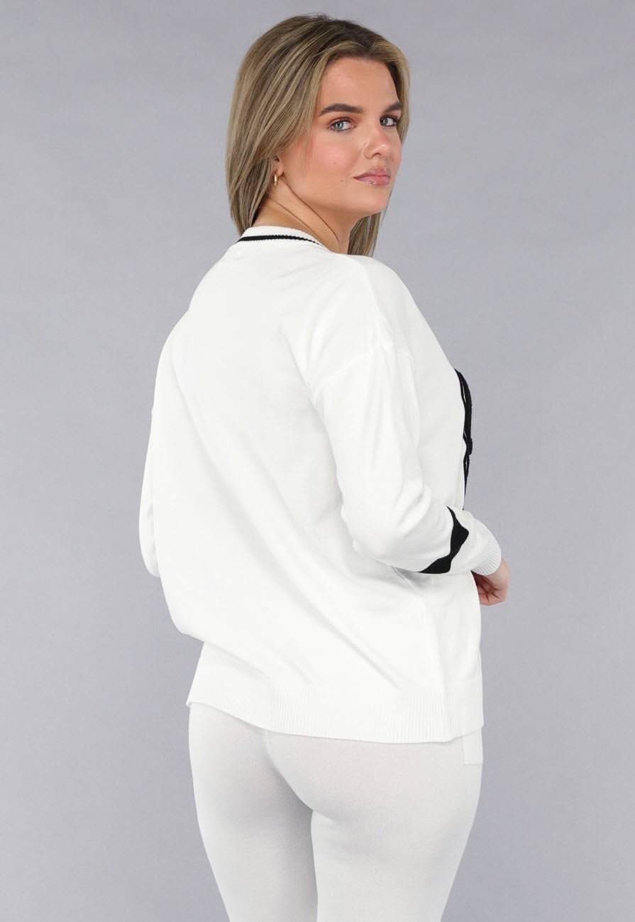 Witte Zachte StretchTwo Piece met Teddy Details