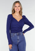 Navy Overslag Top van Stretchstof