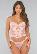 Lichtroze Hartjes Bustier Lingerie Set