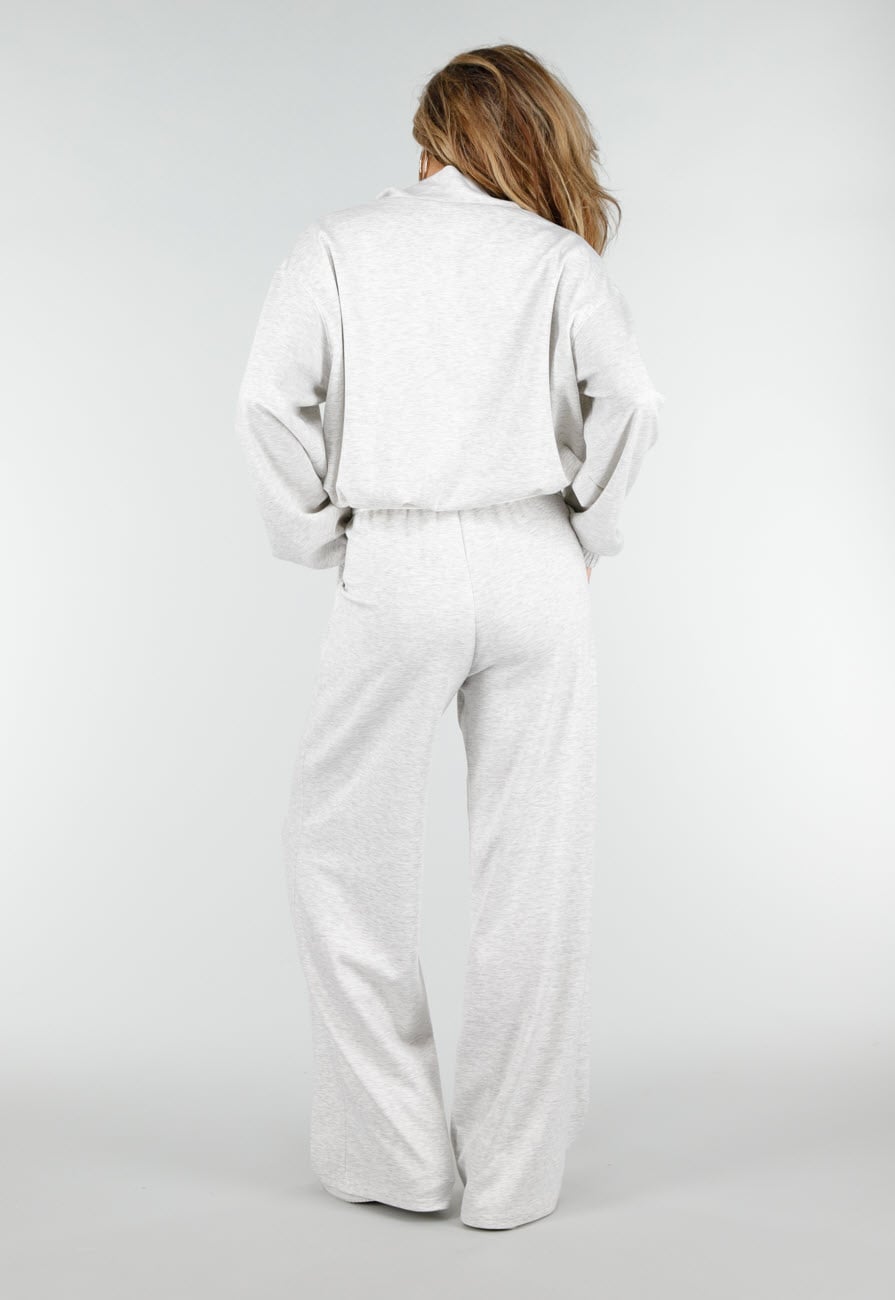 Grijze Sweater met Halve Rits en Elastische Boorden