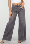 NEW120826 Grijze Wide Leg Jeans met Zebraprint en Lichte Stretch