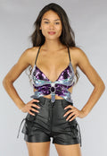 Paarse Glitter Vlinder Top