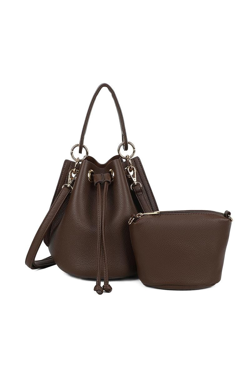 Bruine Bucket Bag met Trekkoord en Binnenetui