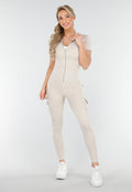 Beige Sportset met Cargozakken en Scrunch
