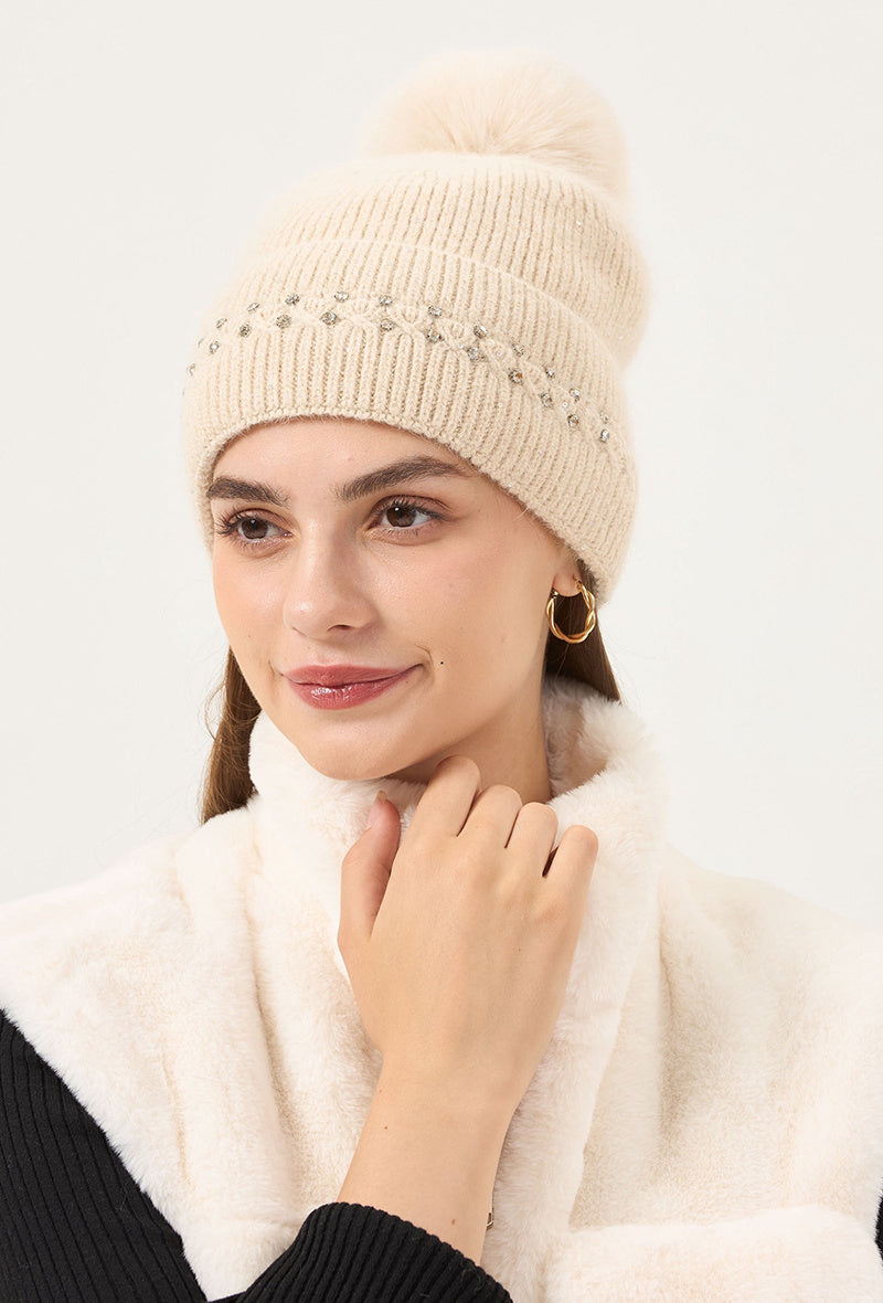 Gebreide Glitter Muts met Pompon