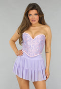 Paars/Roze Satin Korset Top met Ornamenten