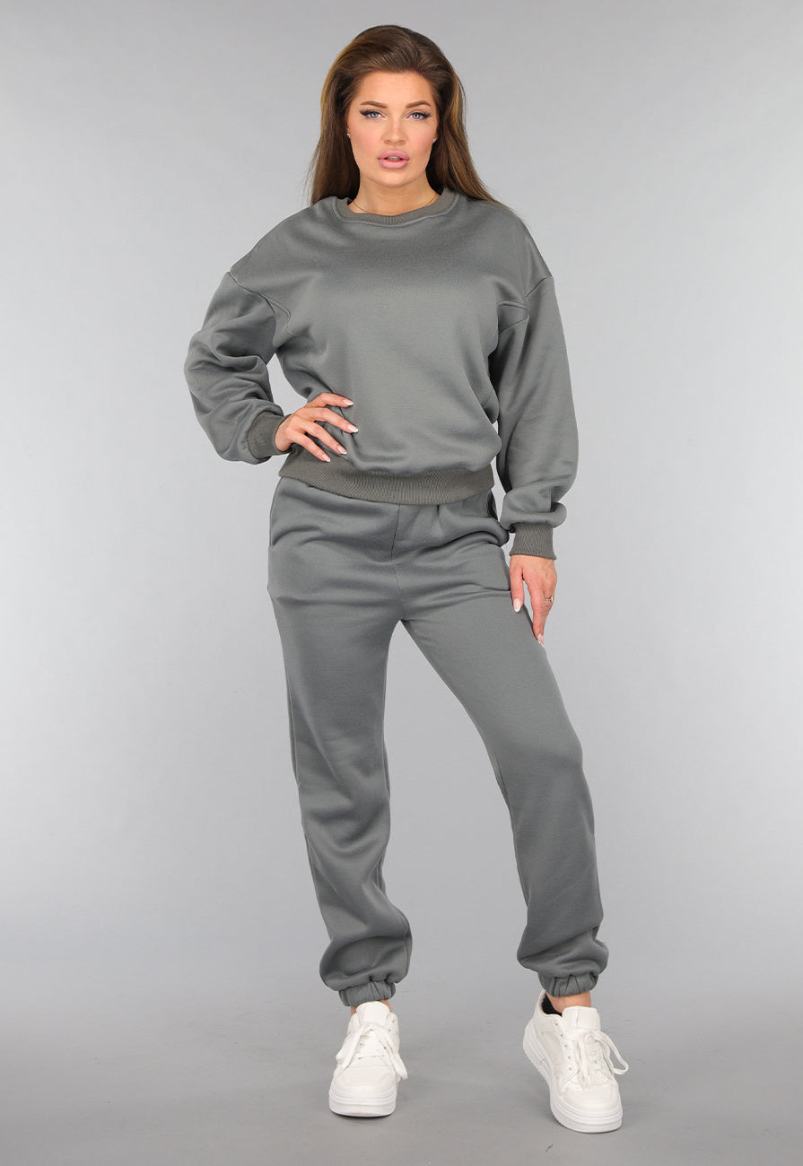Donkergrijze Fleece Lounge Set