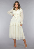 Ruched Maxi Jurk in Ecru