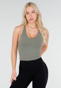 Groene Halter Sporttop met Stretch en Pads