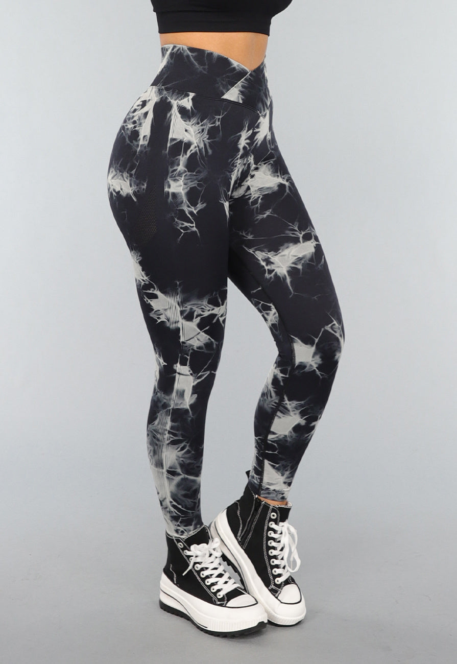 Print Stretch Overslag Legging met Tie Dye