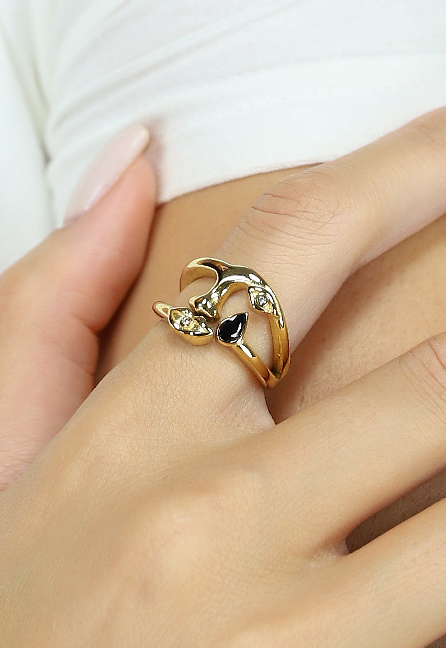 Gouden Verstelbare Stainless Statement Ring