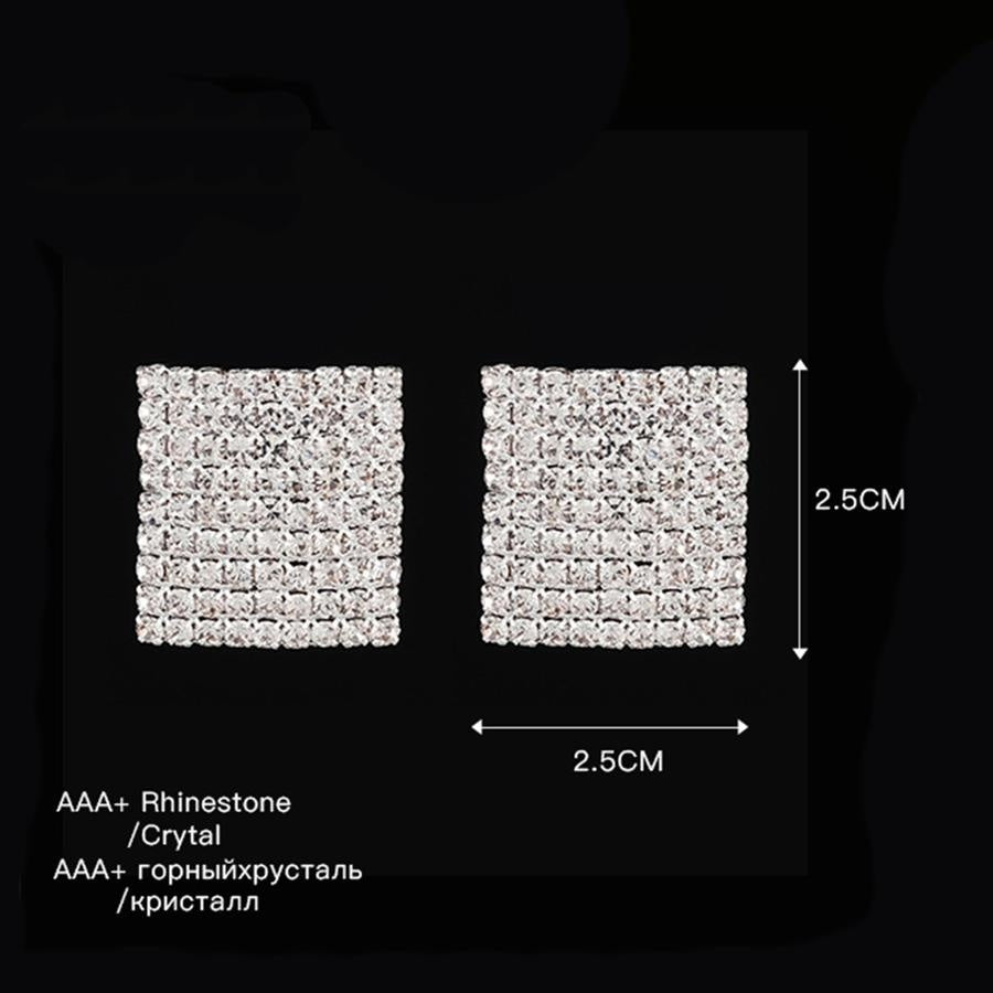 Vierkante Strass Oorbellen