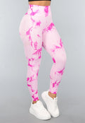 Tie Dye Roze Fitness Legging met Compressie Band