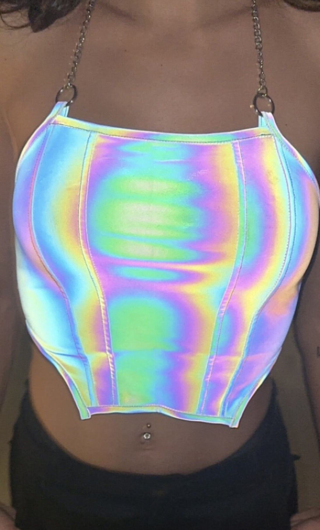 Reflecterende Halter Top met Ketting
