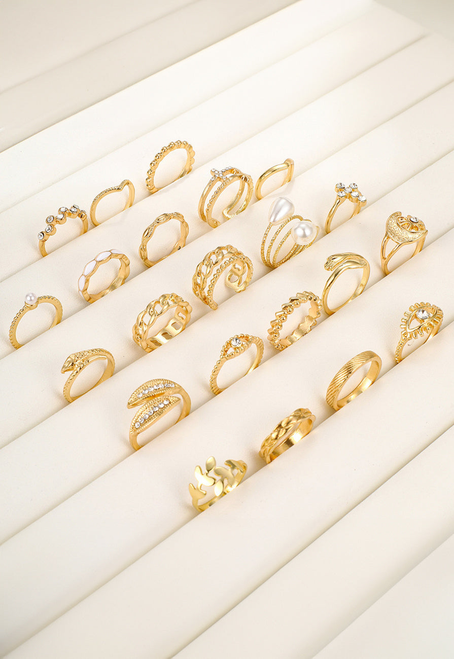 Diverse Verstelbare Goudkleurige Ringen Set