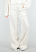 Beige Wide Leg Joggingbroek met Elastische Taille en Stretch