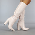 Roze Croco Laars met Spitse Neus