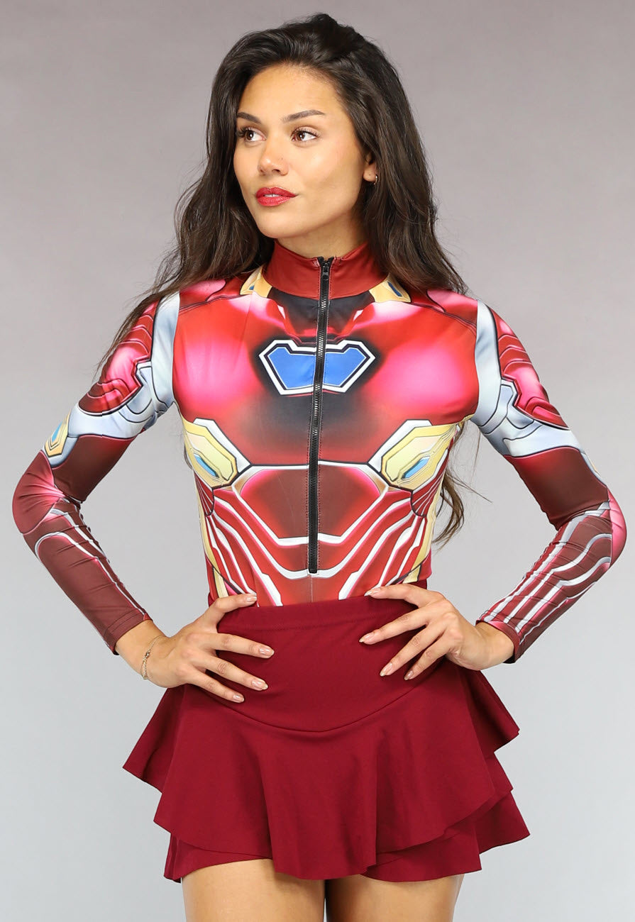 Rode Marvel Iron Man Bodysuit met Rits