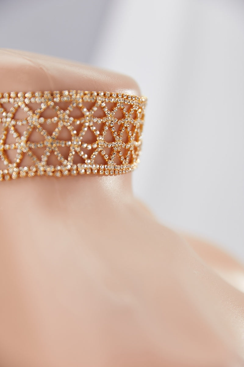 Gouden Choker met Strass Steentjes