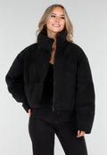 Zwarte Teddy Jas met Capuchon en Ritsluiting