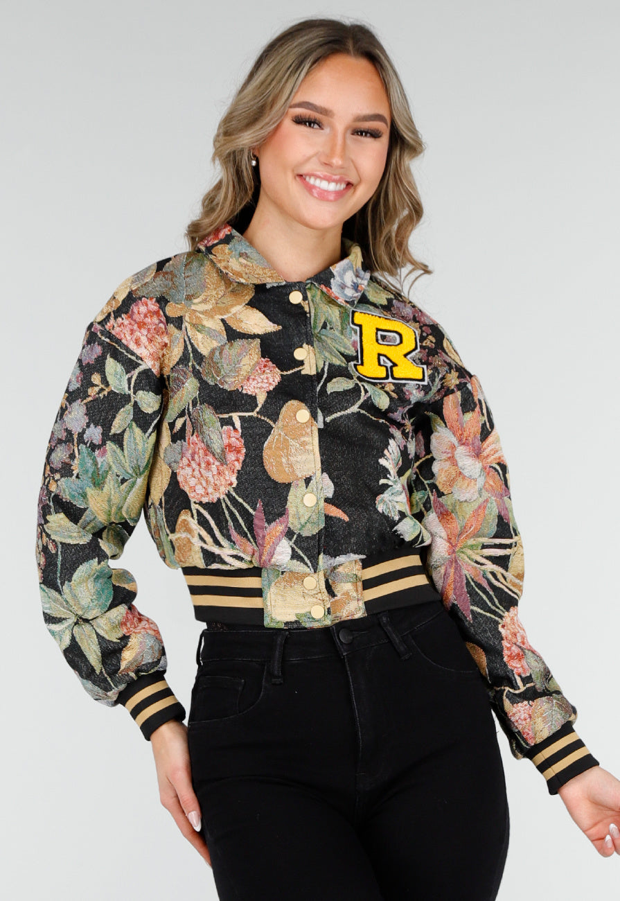 Bloemenprint Cropped Bomber Jack