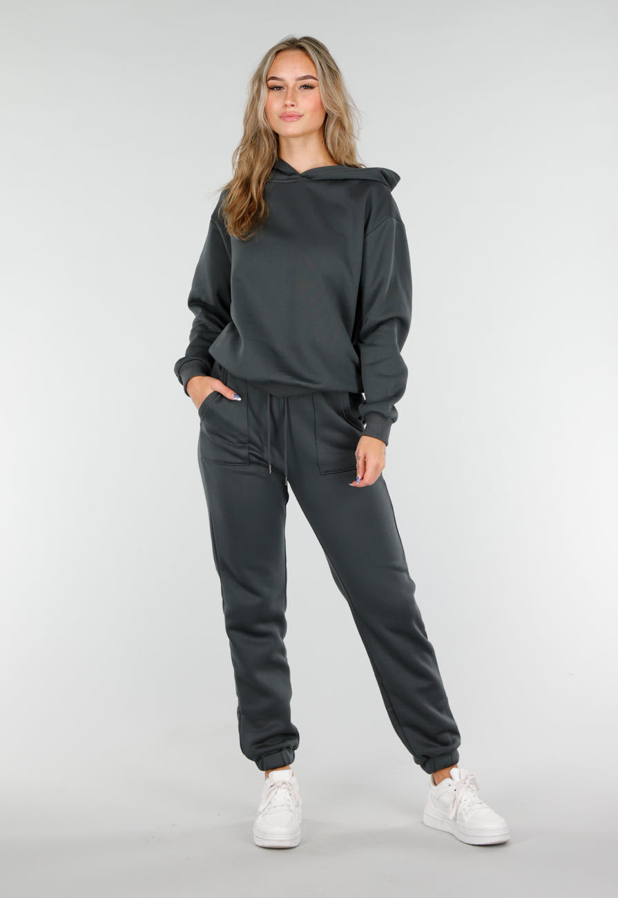 Antracietgrijs Joggingpak met Capuchon en Trekkoord